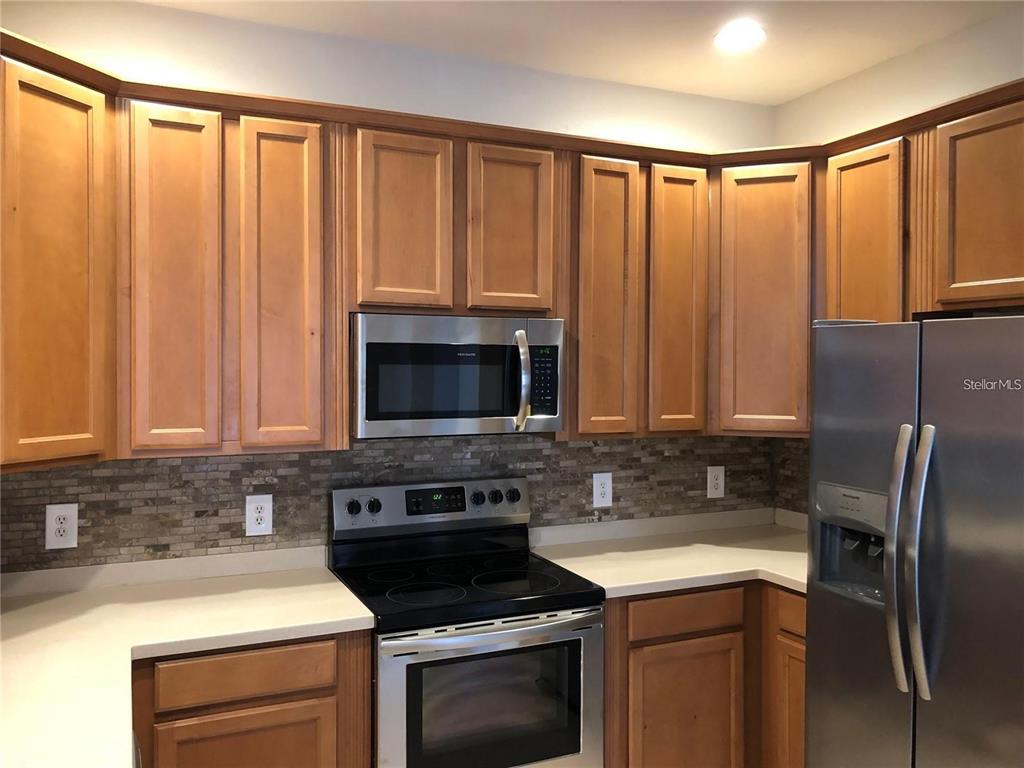 140 Shell Falls Drive Apollo Beach, FL 33572 - Photo 3 of 20 a kitchen with granite countertop a stove top oven cabinetry