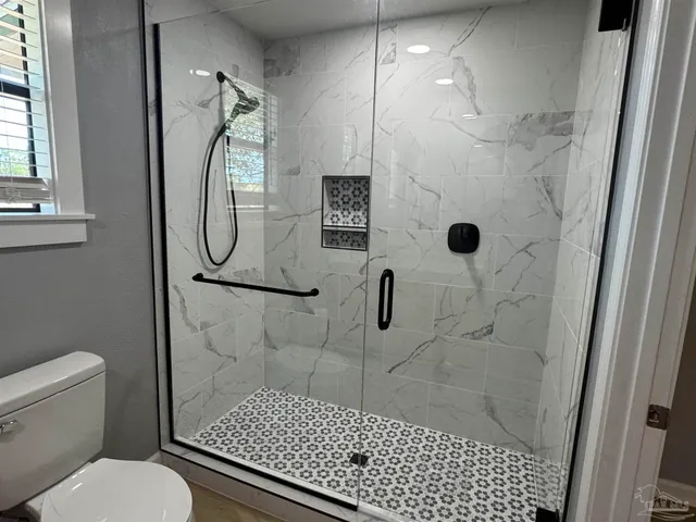 a bathroom with a shower