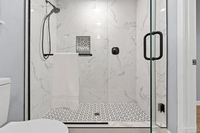 a bathroom with a shower