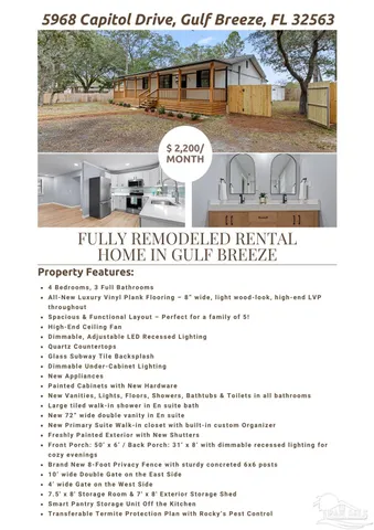 $2,200 | 5968 Capitol Drive, Gulf Breeze, FL 32563