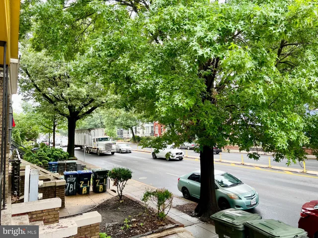 a street view with sitting space
