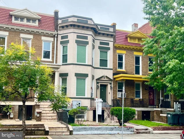 a front view of a multi story building