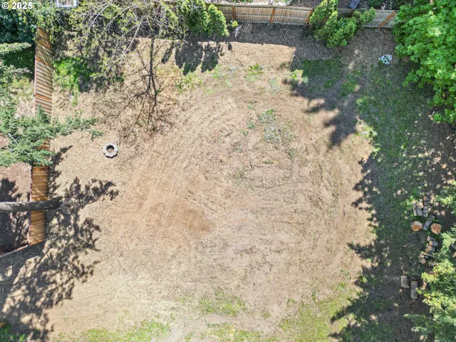 a view of a yard with a tree