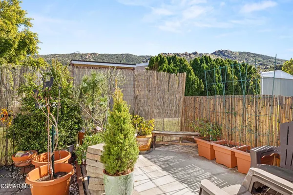a view of a backyard with plants and garden