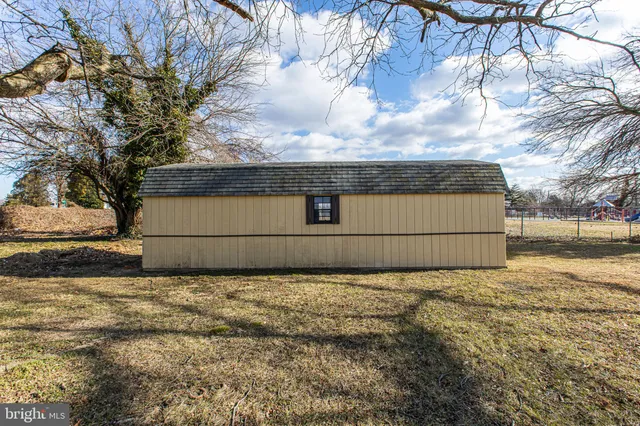a view of a yard with large tree
