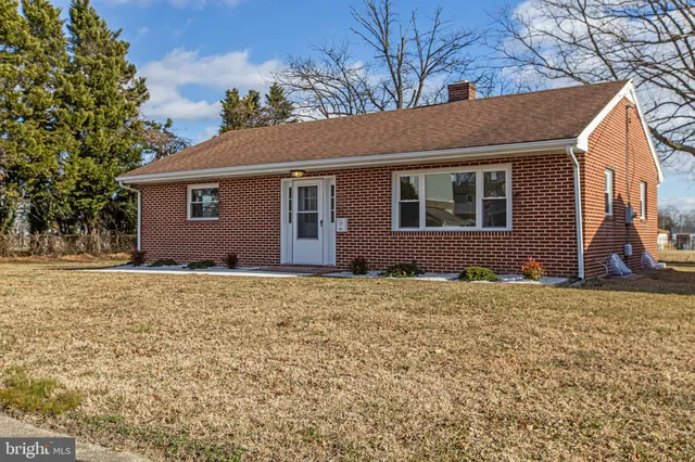 a backyard of a house with large trees