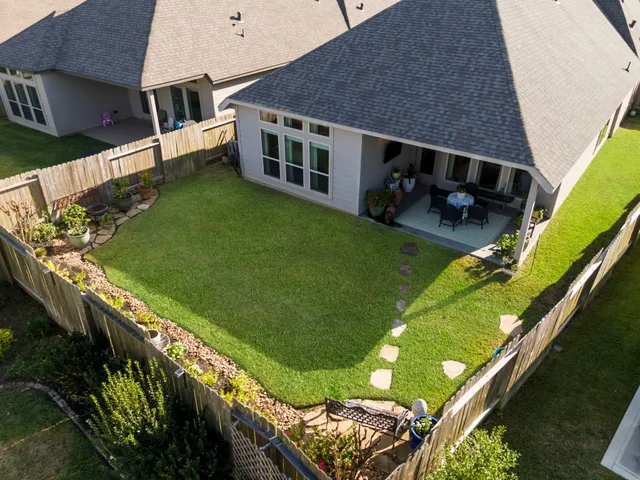 an aerial view of a house