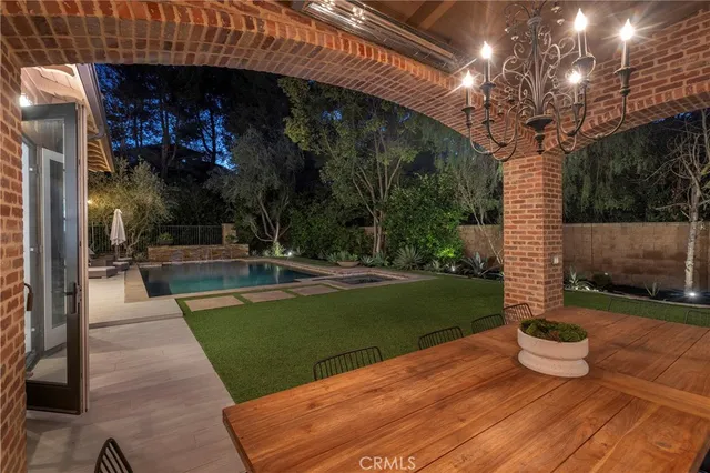a view of a porch with a yard