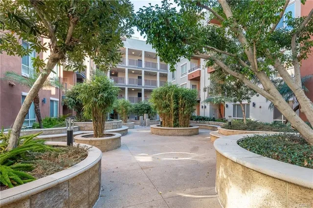 a outdoor living space with furniture and city view