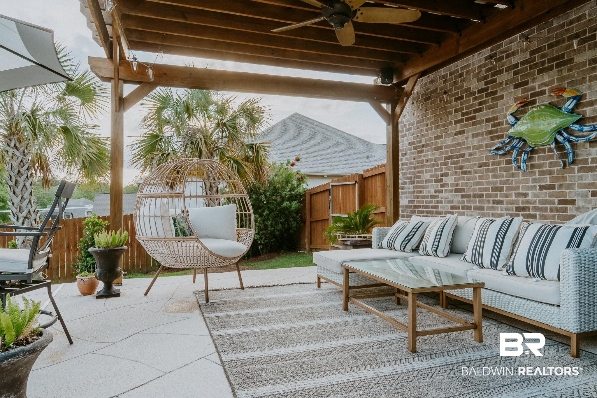 7235 Raleigh Way Mobile, AL 36695 - Photo 37 of 52 View of patio / terrace with fence, an outdoor hangout area, and ceiling fan