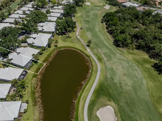 a aerial view of a house with garden