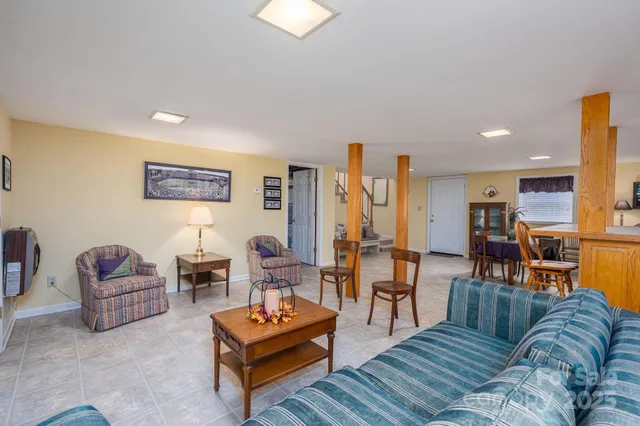 a view of a living room and dining room