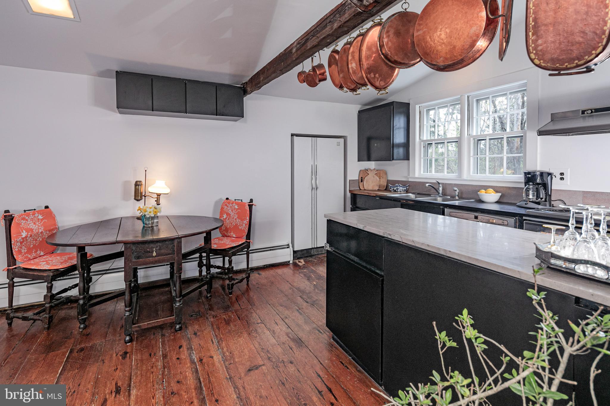 210 Cold Soil Road Princeton, NJ 08540 - Photo 15 of 37 a kitchen with stainless steel appliances granite countertop a stove a sink and a dining table with wooden floor
