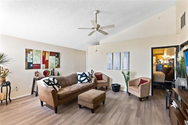 a living room with furniture