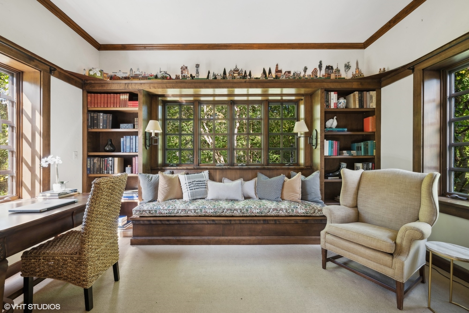 36 Indian Hill Road Winnetka, IL 60093 - Photo 7 of 51 a living room with furniture a bookshelf and a large window