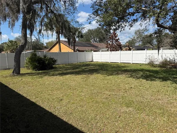 a view of backyard with green space