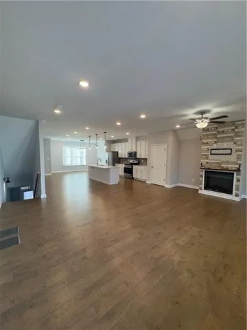 a view of kitchen and a window