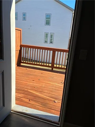 a view of wooden balcony