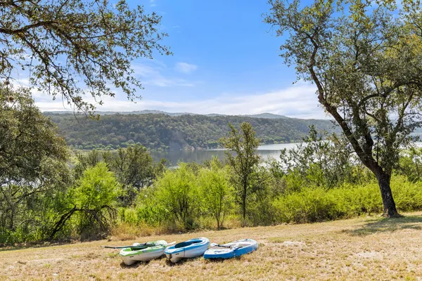 a view of lake with mountain