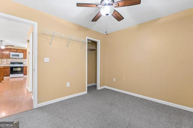 an empty room with closet