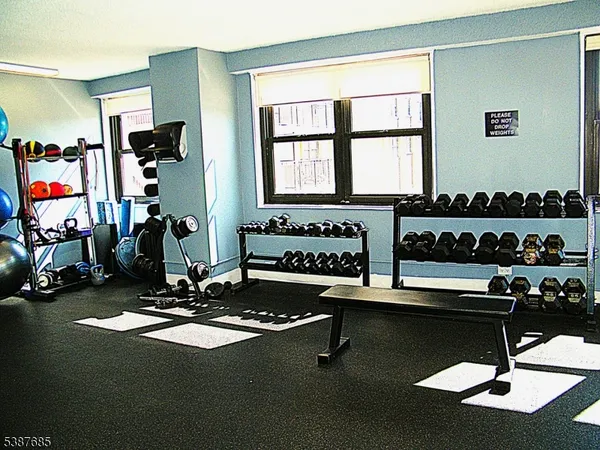 a view of a room with gym equipment