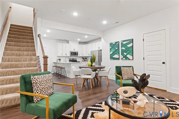 a living room with furniture
