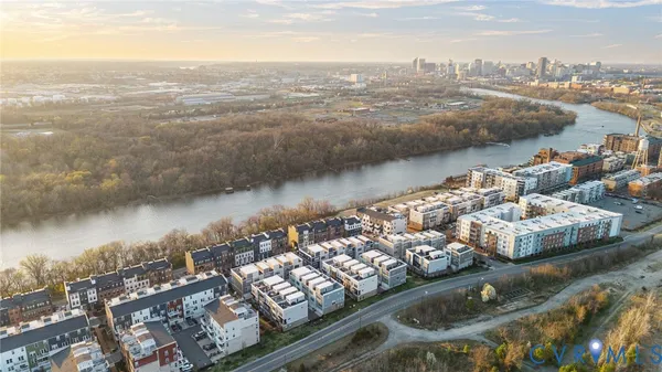 a view of a city and lake