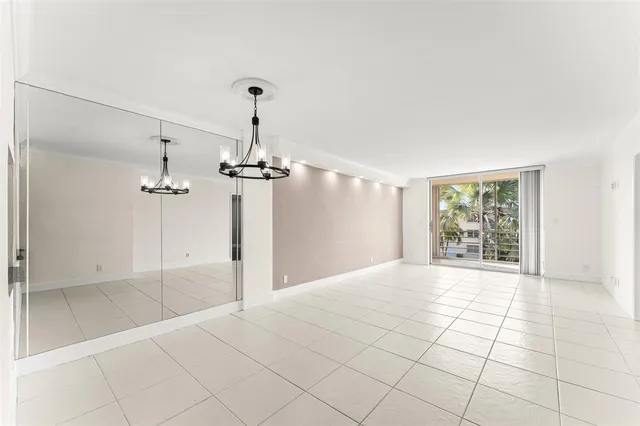 a view of a room with a chandelier