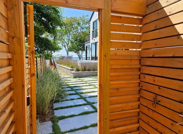 an aerial view of a house