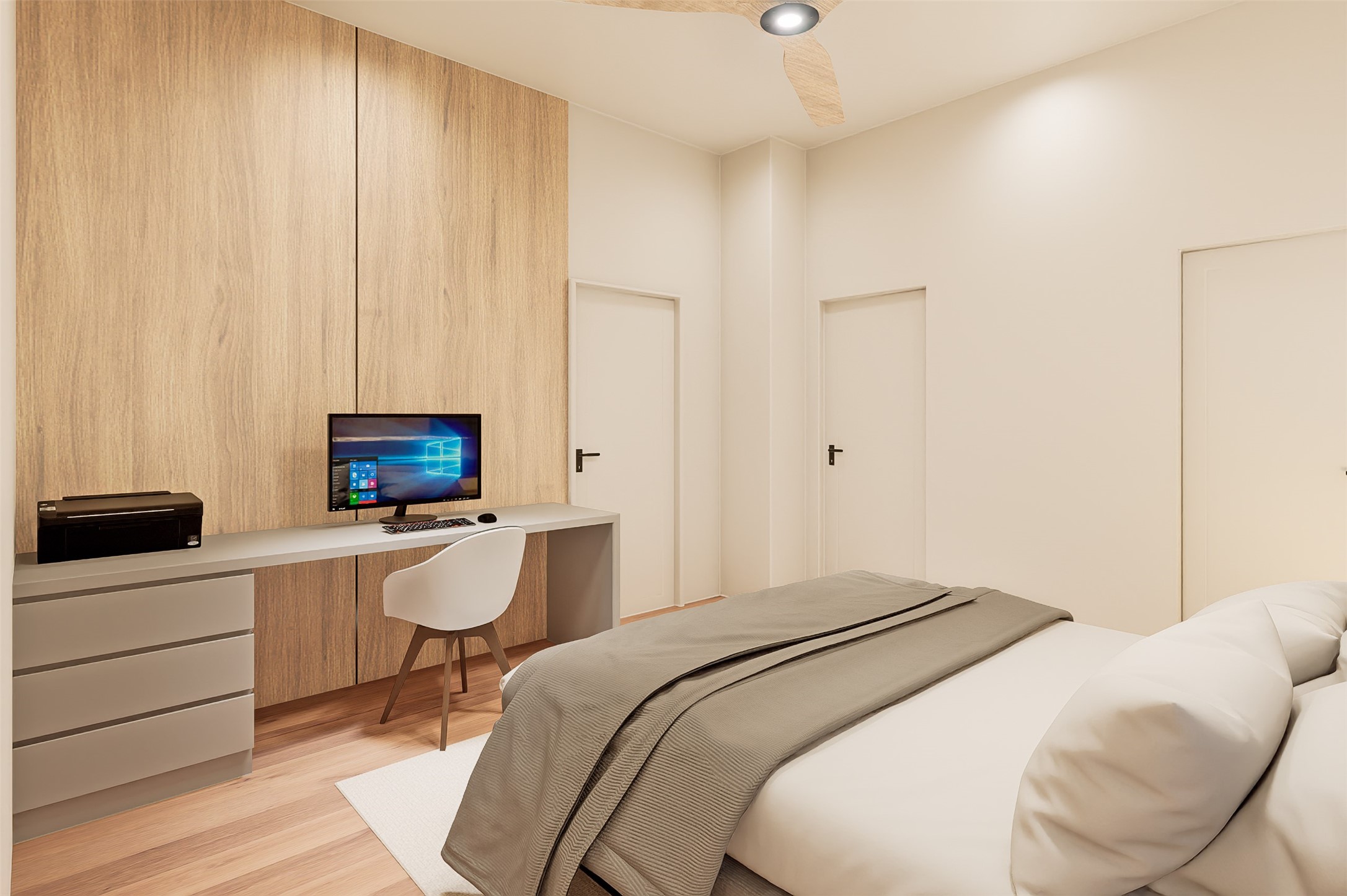 2909 Jones Street Houston, TX 77026 - Photo 17 of 23 a bedroom with a bed and a flat screen tv