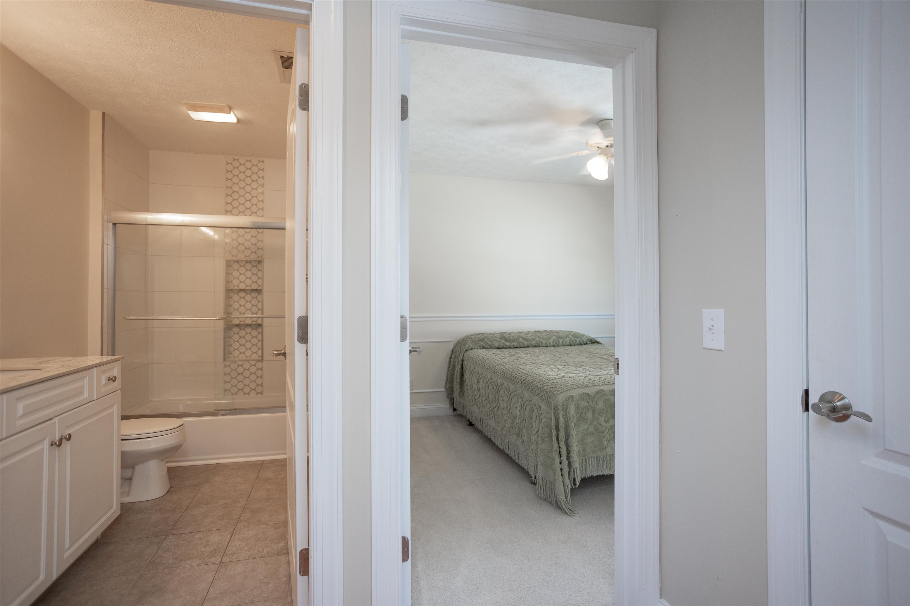 203 Keswick Circle Dayton, VA 22821 - Photo 37 of 73 a bathroom with a granite countertop sink a toilet and shower