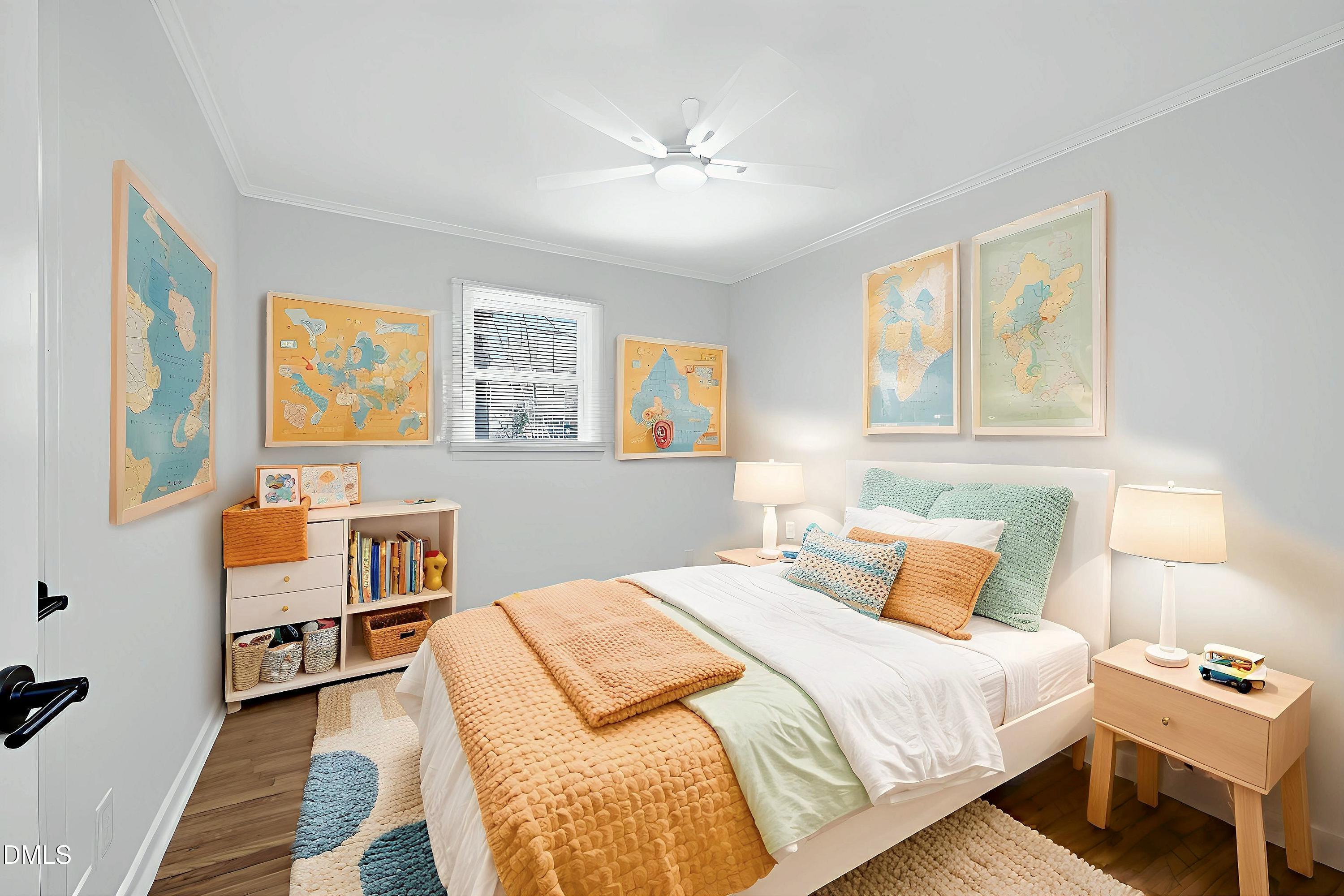 302 Normandy Street Durham, NC 27707 - Photo 18 of 29 a bedroom with a bed and wooden floor