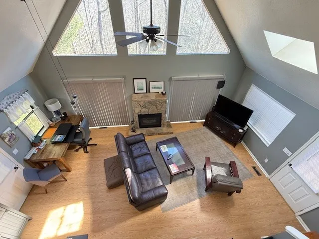 a living room with furniture