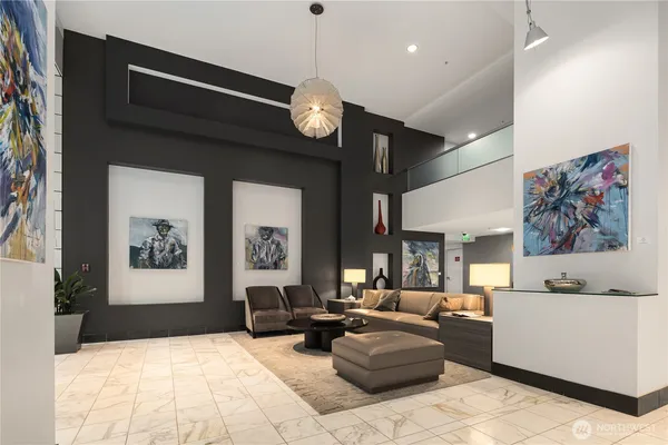 a living room with furniture