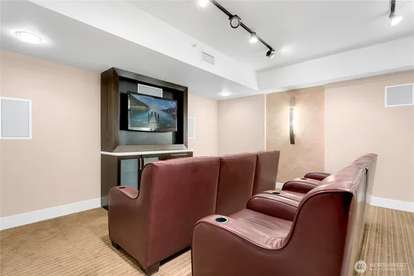 a room with furniture and a workspace