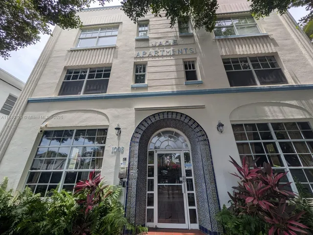 a front view of a multi story building