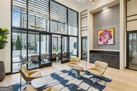 a building outdoor space with patio furniture