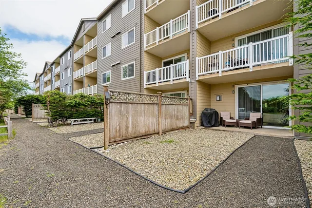 an aerial view of residential building with outdoor space