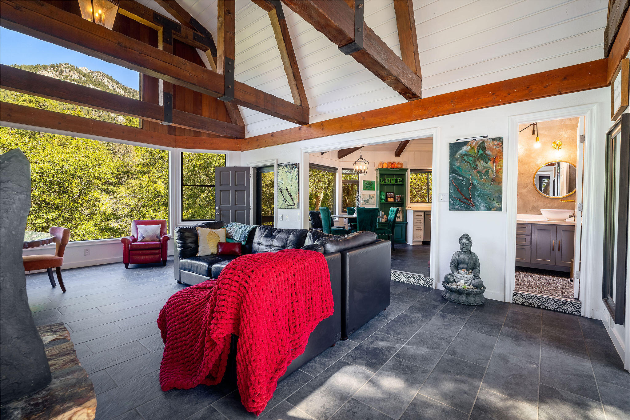 55599 Encino Road Idyllwild, CA 92549 - Photo 18 of 66 a bed room with furniture and a window