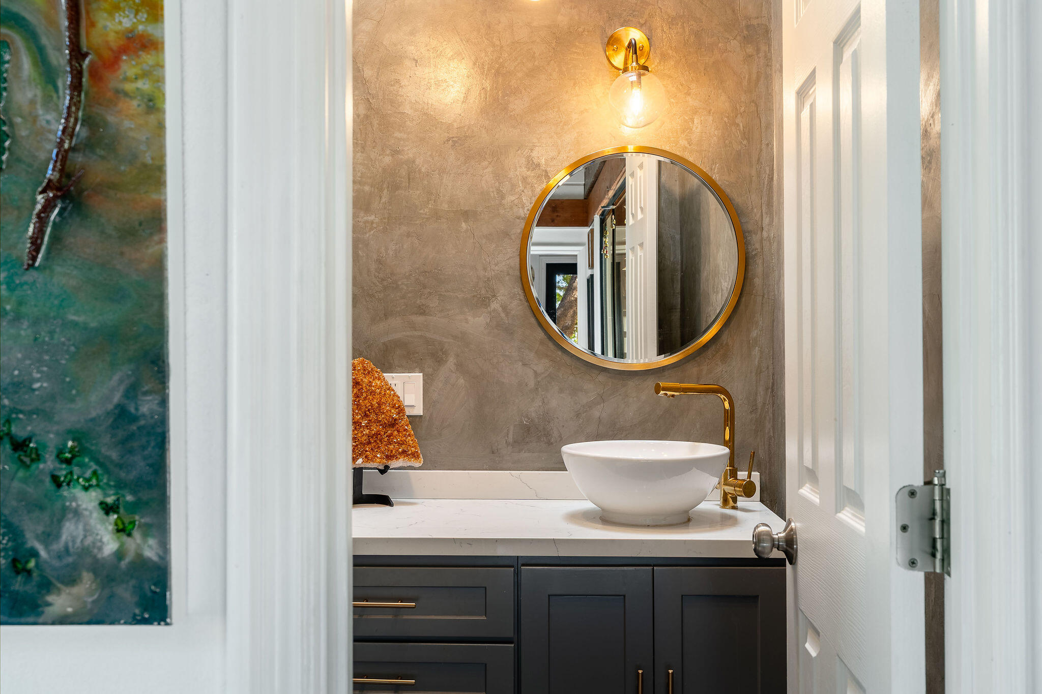 55599 Encino Road Idyllwild, CA 92549 - Photo 25 of 66 a bathroom with a sink and a mirror