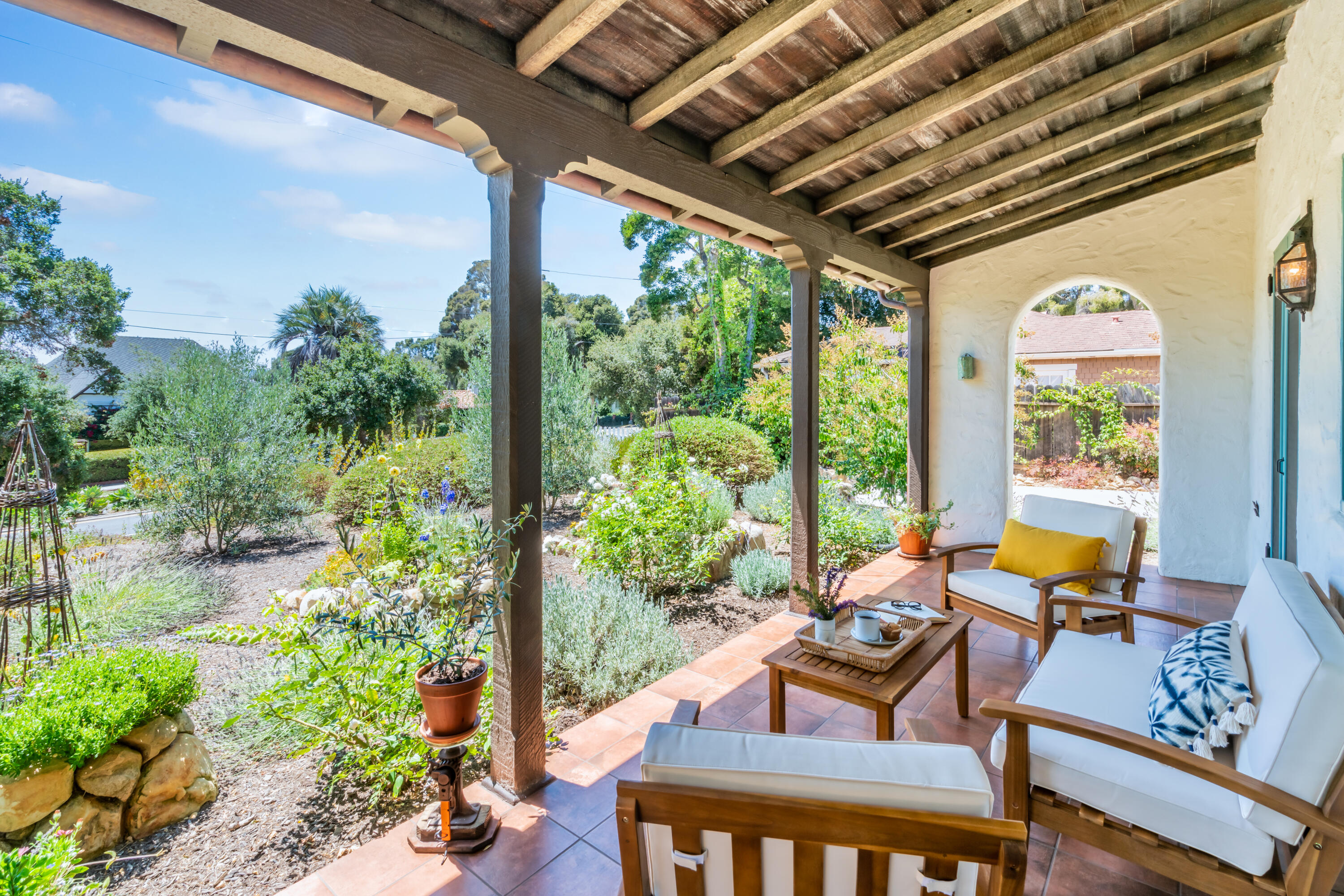 a outdoor space with furniture