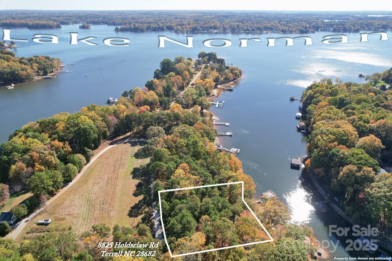 8825 Holdsclaw Road Terrell, NC 28682 - Photo 19 of 33 an aerial view of a house with a yard and lake view