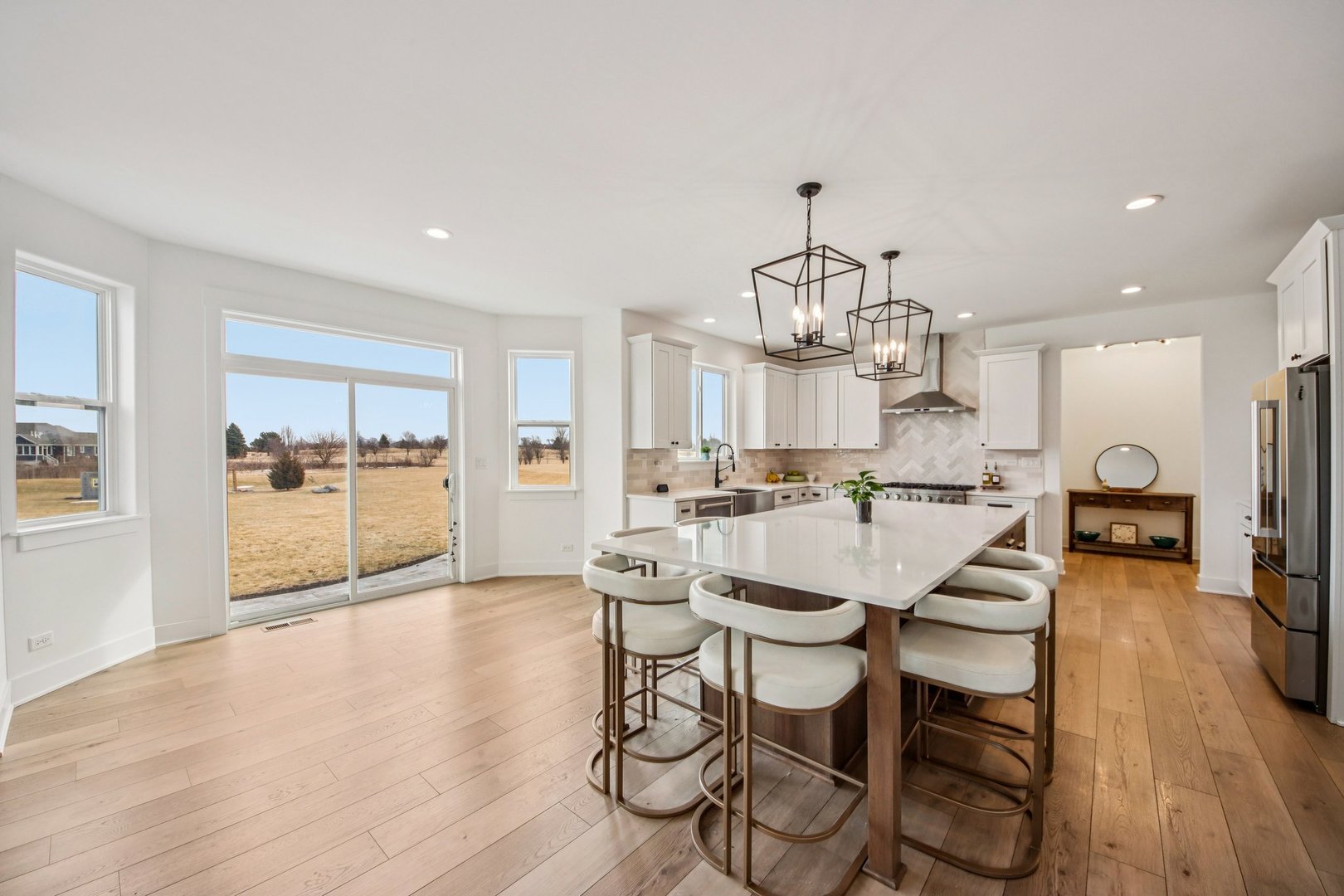 3276 Cornflower Way Spring Grove, IL 60081 - Photo 6 of 48 a view of a dining room and livingroom with furniture wooden floor a chandelier