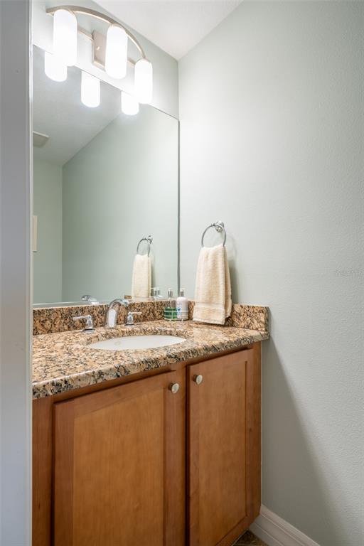 3230 Mangrove Point Drive Ruskin, FL 33570 - Photo 17 of 44 a bathroom with a granite countertop sink and a mirror