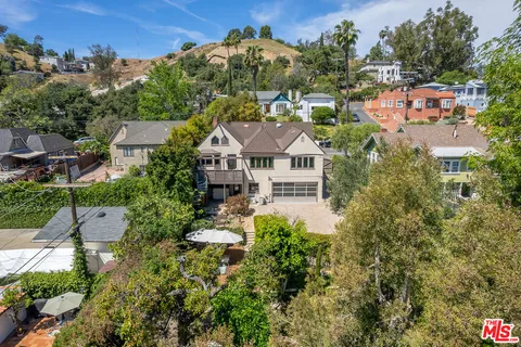 an aerial view of a house