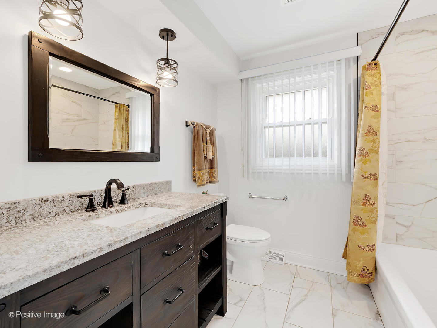20-w065 South Frontage Road Lemont, IL 60439 - Photo 15 of 30 a bathroom with a granite countertop sink toilet and mirror