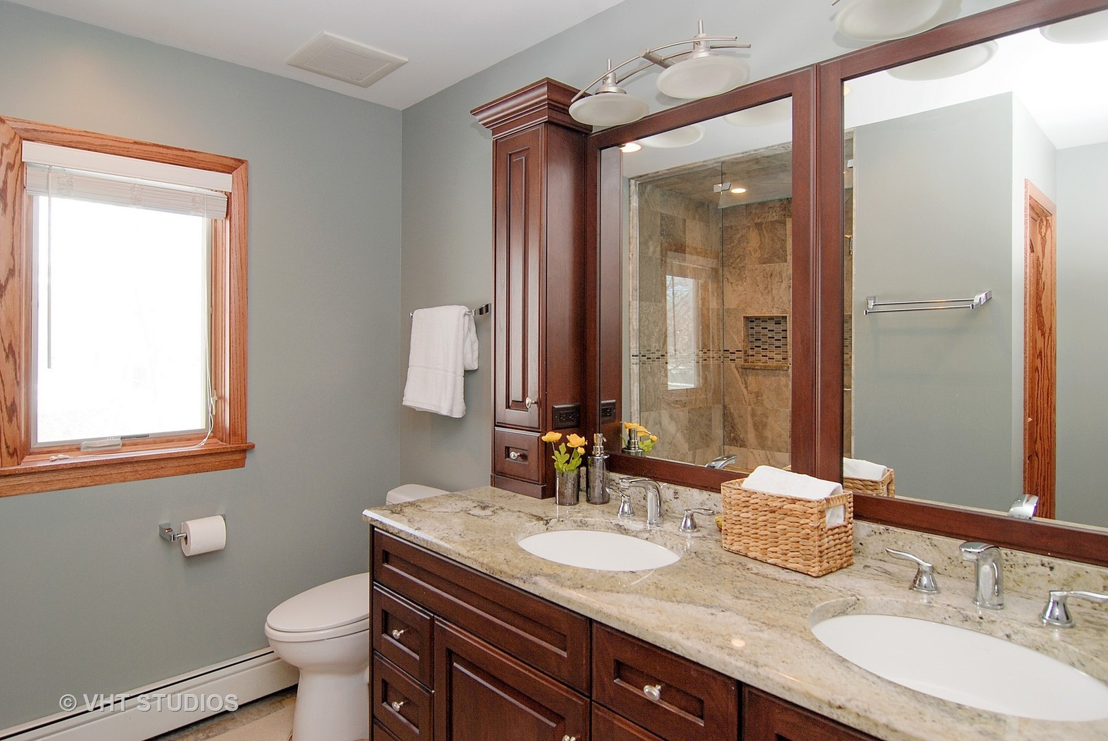 174 Fairbank Road Riverside, IL 60546 - Photo 14 of 31 a bathroom with a granite countertop sink toilet and shower