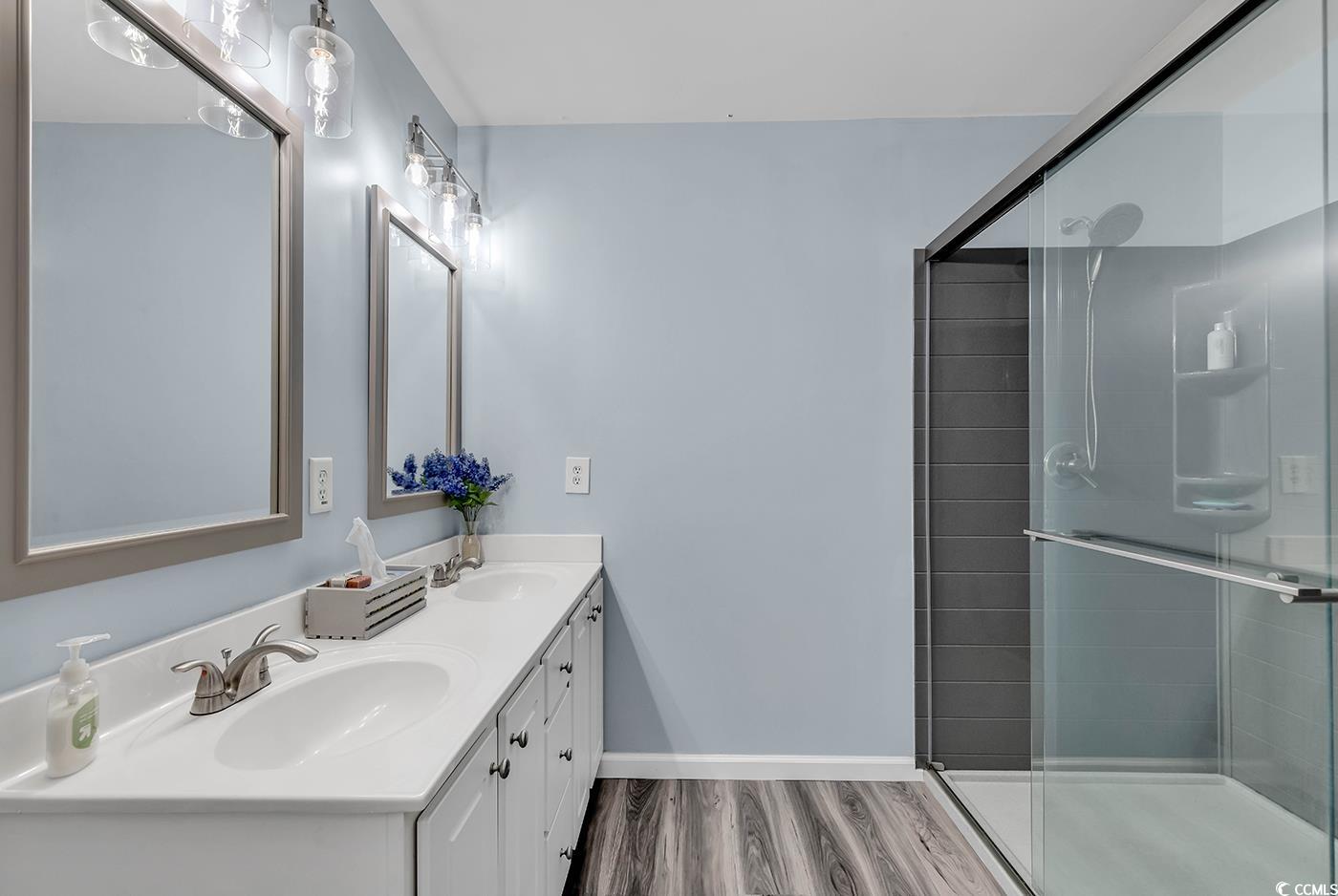 4337 Red Rooster Lane Myrtle Beach, SC 29579 - Photo 25 of 40 Bathroom with hardwood / wood-style floors, vanity