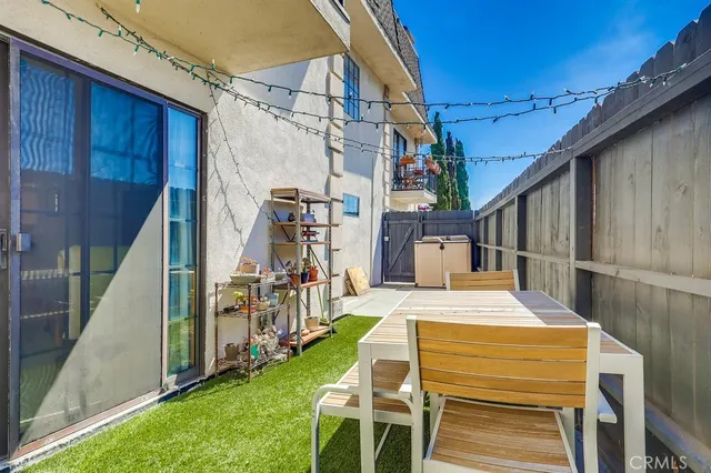 a view of a garage with storage
