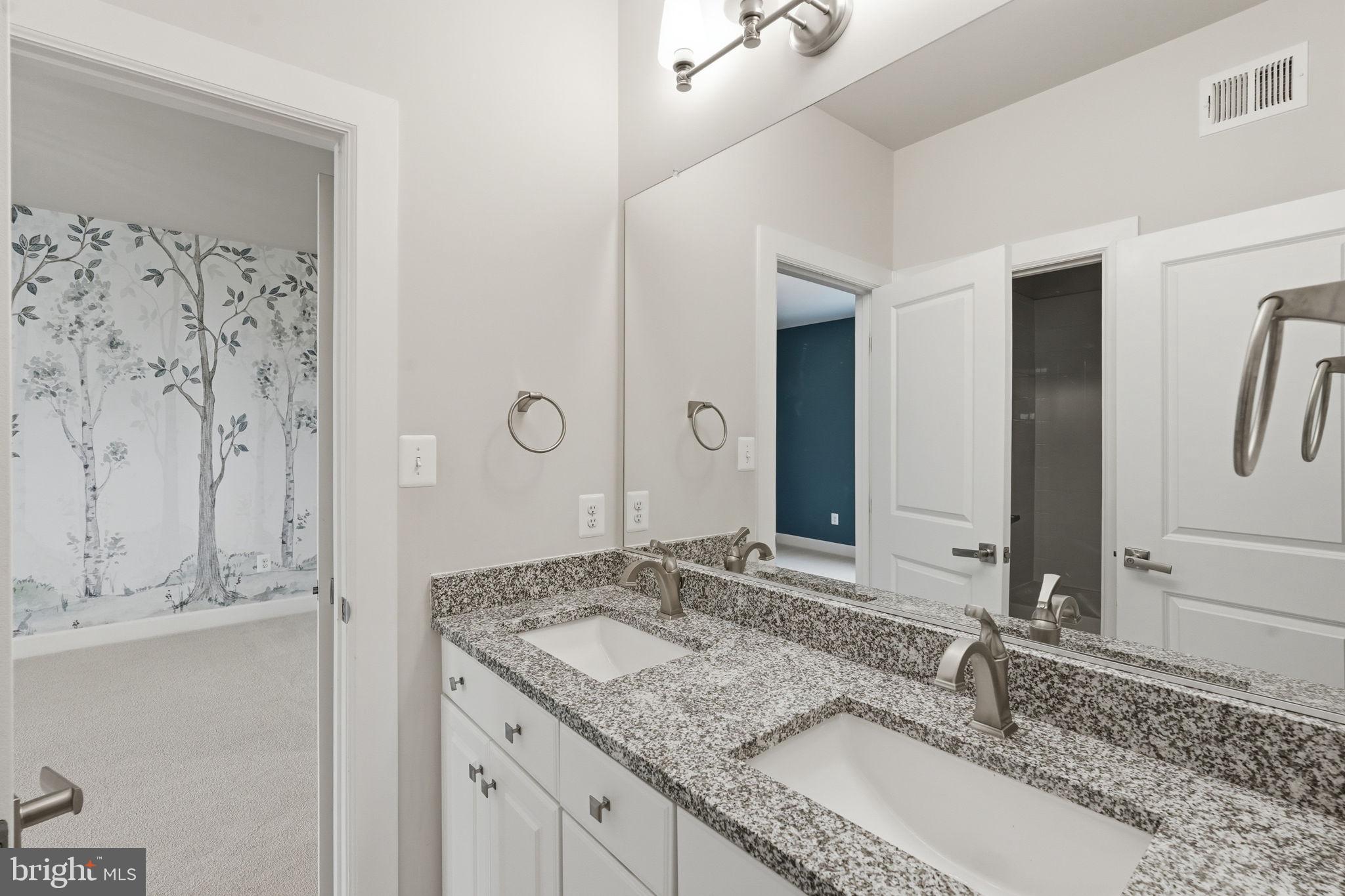 23648 Amesfield Place Aldie, VA 20105 - Photo 32 of 41 a bathroom with a granite countertop sink and a mirror